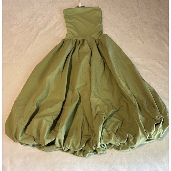 Anthropologie Mare Mare Strapless Drop Waist Bubble Midi Dress Sz XXS Green - Picture 5 of 9
